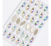 Glass Rhinestones, Horse Eye Flatback Sew on Crystal Rhinestones Appliques for Dresses Glass Shiny Sewing Stones for Decoration Beads(Ab Color,9x18mm 36pcs)