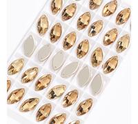 Glass Rhinestones, Horse Eye Flatback Sew on Crystal Rhinestones Appliques for Dresses Glass Shiny Sewing Stones for Decoration Beads(Gold,9x18mm 36pcs)