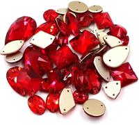 Glass Rhinestones, Wedding Decorartions Glass Crystal Red Stones Mixed Shape 30Pcs/Bag Flatback Rhinestones Sew On Clothing Patches Hat