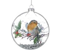 Glass Robin Bauble Christmas Tree Decoration