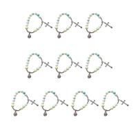 Glass Rosary Prayer Beads Bracelet Simple Sweet Cool Cross Pendant Hand Chain Jewelry