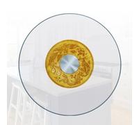 Glass Rotating Serving Tray with Gold Pattern, 360° Smooth Rotation, High Temperature Resistant for Dinner, Party, Restaurant Use