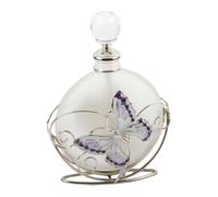 Glass/Round Perfume Bot. Purple But-fly/Flowr/Crystl