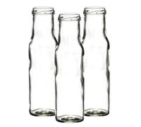 Glass Round Sauce Bottle 250ml | preserve bottle | Including Gold Twist Off Caps | Glass bottles | J&B (24)