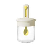 Glass S Pice Jars with Spoons and Airtight Lids, Single Seasoning Container, Condiment Jar, with Seal Ring, Heat Resistant Glass, Silicone, Kitchen Storage Organizer for Salt, Sugar, etc.