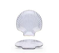 Glass Salad Plates, Dinner Plates, Pasta Dessert Plates Serving Trays for Appetizer, Sushi, Fruit (Seashell Plate)