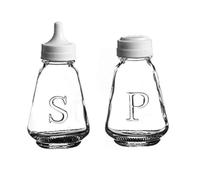 Glass Salt and Pepper Shaker Pot Set of 2 Classic Clear Glass Traditional Cruet Set Cafe-Style Dispenser Bottles