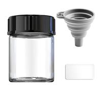 Glass Sample Vials,Wide Mouth Glass Bottle Boro 3.3 with Black Cap for laboratory,reagents bottle,leaf teas, spices,herbs, medication,paint,DIY Craft vials with sticker & Funnel (30mm 15ml 8pcs)