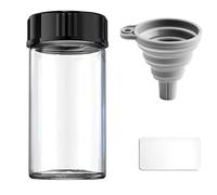 Glass Sample Vials,Wide Mouth Glass Bottle Boro 3.3 with Black Cap for laboratory,reagents bottle,leaf teas, spices,herbs, medication,paint,DIY Craft vials with sticker & Funnel (30mm 25ml 8pcs)