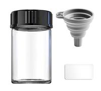 Glass Sample Vials,Wide Mouth Glass Bottle Boro 3.3 with Black Cap for laboratory,reagents bottle,leaf teas, spices,herbs, medication,paint,DIY Craft vials with sticker & Funnel (30mm 20ml 8pcs)