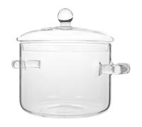 Glass Saucepan with Cover,Stovetop Cooking Pot Lid and Handle Simmer Clear Soup Pot, High Borosilicate 1400ML