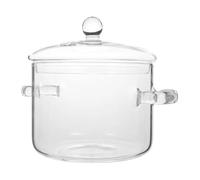 Glass Saucepan with Cover Stovetop Cooking Pot with Lid and Handle Simmer Clear Soup High Borosilicate(Transparent 1400ML)