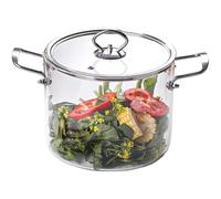 Glass Saucepan with Lid, 4.L Transparent Simmer Pot with Dual Stainless Steel Handle, Heat- Resistant Glass Pots for Cooking Pasta, Noodle, Soup, Milk
