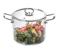 Glass Saucepan with Lid, 4.L Transparent Simmer Pot with Dual Stainless Steel Handle, Heat- Resistant Glass Pots for Cooking Pasta, Noodle, Milk Simmer Pot