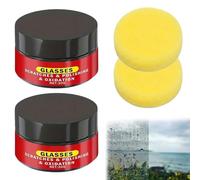 Glass Scratch Remover Kit, 2 Pcs Windscreen Scratch Remover for Glass Polish, 30g/1.05oz Glass Emulsion for Car Scratch Remover with Sponges for Windscreen Mirrors Windows Scratch