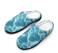 Glass Sea Water Breathable Slippers Women Slip On Winter Warm House Slippers Shoes Bedroom 11-12（42-43）