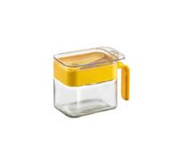Glass Seasoning Box With Spoon, Sealed Clear Countertop Spice Condiment Salt Sugar Storage Jar, for Salt, Pepper, Sugar(Yellow)