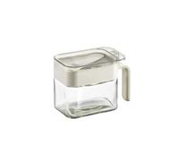 Glass Seasoning Box With Spoon, Sealed Clear Countertop Spice Condiment Salt Sugar Storage Jar, for Salt, Pepper, Sugar(Grey)