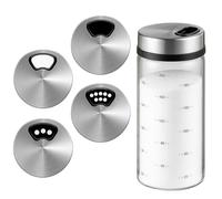 Glass Seasoning Can, Salt Pepper Shakers, Salt Pepper Shakers with Rotating Lid & 4 Types Pouring Spice Holes, Adjustable Pour Holes, Ideal for Kitchen Seasoning Control and Outdoor Camping
