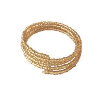 Glass Seed Bead Coiled Bracelet, Memory Wire, Adjustable, Gold/Silver Lined.