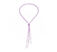 Glass Seed Bead Y Necklace, Layered Knot Tassel Boho Jewelry for Women, Acrylic, No Gemstone