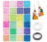 Glass Seed Beads 4mm for Bracelet Making Kit,1920pcs 6/0 Pastel Colours Tiny Pony Beads for Embroidery Necklaces Earrings Crafting, Jewellery Making Kit