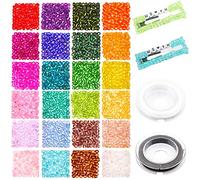 Glass Seed Beads for Jewellery Making Kit, 4mm Bracelet Beads Kit, 1920pcs 6/0 Small Beads Pony Beads Glass Beads for DIY Bracelet Necklaces Earrings and Crafting, with Elastic String