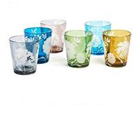 Glass Set with Cut Peony