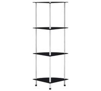 Glass Shelf 4-Tier Black Tempered Glass & Stainless Steel Slim Frame 30x30x100cm
