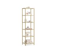 Glass Shelf Bookcase Storage Cabinet, Metallic Gold / 6-tier