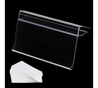 Glass Shelf Label Holders 50 pcs with Inserts Fits 1/4" to 3/8" Glass Shelving