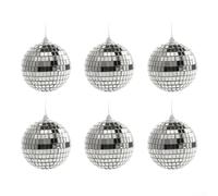 Glass Silver Mirror Disco Balls for Christmas Tree Hanging Decorations, Set of 6/6/3 Baubles with Captivating Lighting Effects for Wedding and For home (6CM)