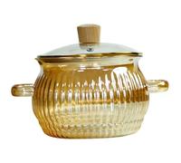 Glass Simmer Pot 1.4L Heat-Resistant Glass Cooking Pot with Lid and Handle for Cooking Pasta Noodle, Soup, Milk