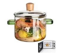 Glass Simmer Pot - Clear Heat Resistant Quick Heating Teapot 1600ml | Transparent Cookware | Soup Milk Sauce Pasta Tea Brewing Kitchen Cooking Vessel