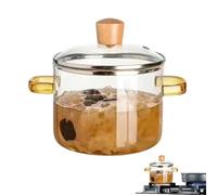 Glass Simmer Pot - Clear Heat Resistant Quick Heating Teapot 1600ml | Transparent Cookware | Soup Milk Sauce Pasta Tea Brewing Kitchen Cooking Vessel