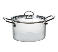 Glass Simmer Pot for Stove Top 3.5L Clear Glass Saucepan with Lid & Dual Ears Heat-Resistant for Pasta Noodle Soup Milk Baby Food