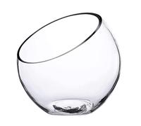 Glass Slant Cut Bowl - Transparent Glass Vase, Round Slant Cut Bubble Bowl for Terrariums, Fish Bowl, or Flower Arrangement