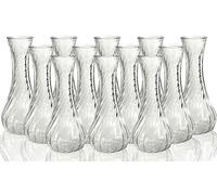 Glass Small Vase for flowers set of 12 Wedding Centrepiece Table Decorations, Bud Clear Ribbed Vintage Acorn Mini Flower Vases in for Engagement or Party Decoration, Home Room Decor Personalised Gifts