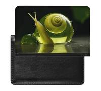 Glass Snail Passport Holder with 3 Card Slots, Portable PU Leather Travel Wallet, Slim Protective Cover for Passport, ID, Credit Cards