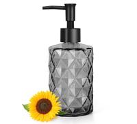 Glass Soap Dispenser, 330 ML/12Oz Black Liquid Hand Soap Bottle, Refillable Hand Soap Dispenser with Plastic Pump, Soap Bottle for Kitchen, Bathroom, Laundry Room