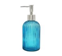 Glass Soap Dispenser Bathroom Countertop Shampoo and Conditioner Dispenser Washing Up Liquid Hand Soap Pump Bottle Dispenser Kitchen(1, Blue)