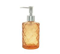 Glass Soap Dispenser Bathroom Countertop Shampoo and Conditioner Dispenser Washing Up Liquid Hand Soap Pump Bottle Dispenser Kitchen(1, Orange)
