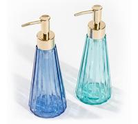 Glass soap dispenser, bathroom hand pump, 2x lotion dispensers