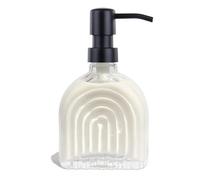 Glass Soap Dispenser for Kitchen and Bathroom Contertop Wash Hand Liquid, Dish Detergent, Farmhouse Style Shampoo Lotion Pump (1, Clear Glass with Black, 4" x 2"x 6-5/8")