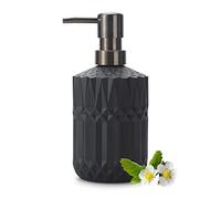 Glass Soap Dispenser Hand Soap Dispenser 12oz/390ml Soap Dispenser Bathroom Kitchen Soap Dispenser/Lotion Dispenser with ABS Plastic Pump Clear Soap Dispenser (Black)