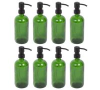 Harbour Housewares Glass Soap Dispensers - Green - 8 Pack - 500ml Refillable Soap Dispensers Hand and Dish Soap Pump Dispenser for Bathroom, Kitchen, Laundry Room