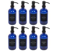 Glass Soap Dispensers with Labels - 500ml - Black - Pack of 8 Harbour Housewares Blue One Size