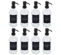 Glass Soap Dispensers with Labels - 500ml - Black - Pack of 8 Harbour Housewares Clear One Size
