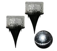 Glass Solar Ground Lights, 2-Pack, Drative Lawn and Courtyard Lighting, Automatic Dusk-to-Dawn Operation, IP65 Weatherproof with Glass Design, for Garden Pathways and Deck Walkways(White Light)