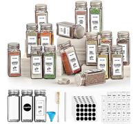 Glass Spice Jars with Lids & Labels 16 Pack, 120ml Glass Spice Containers
